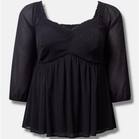 NWT Torrid Babydoll Crinkle Chiffon Blouson - Picture 2 of 3